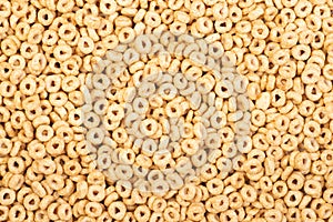 Cheerios, breakfast cereal background , top view