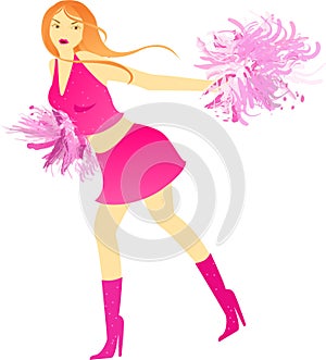 Cheerleader dance with pompons