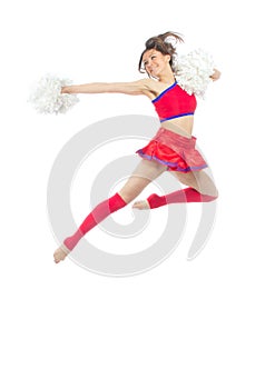 Cheerleader dancer from cheerleading team jumping