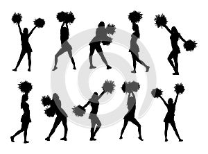 Cheerleader dancers figure silhouette.