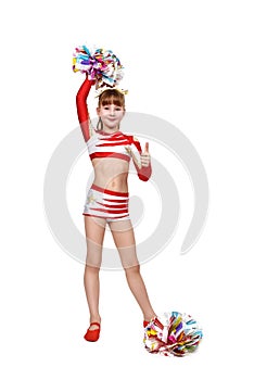 Cheerleader girl showing thumb up