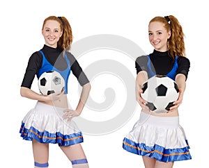 The cheerleader isolated on the white background