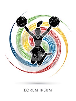 Cheerleader jumping graphic