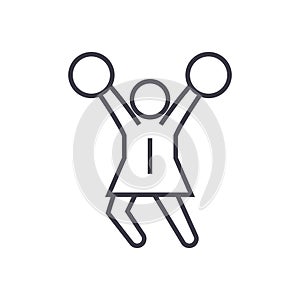 Cheerleader linear icon, sign, symbol, vector on isolated background