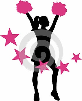 Cheerleader with pink stars