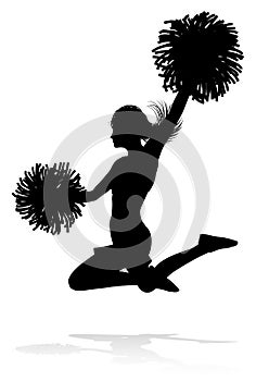 Cheerleader with Pom Poms Silhouette