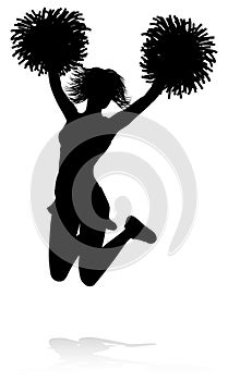 Cheerleader with Pom Poms Silhouette