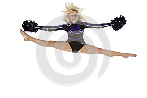 Cheerleader splits in the air