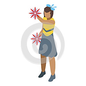 Cheerleaders icon isometric vector. Cheer girl