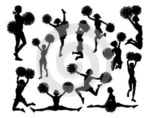 Cheerleaders with Pom Poms Silhouettes photo