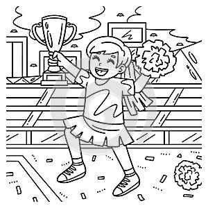 Cheerleading Girl Cheerleader with Trophy Coloring