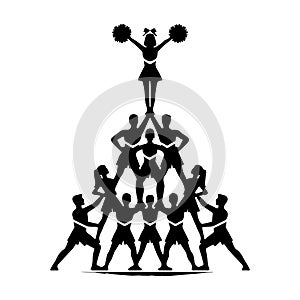 Cheerleading Pyramid Silhouette - Teamwork, Balance, and Performance