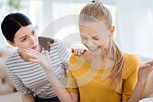 Cheerless emotional woman having a nervous breakdown