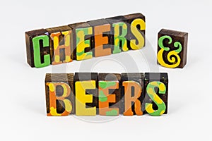 Cheers and beers sign drink beer wine pub party