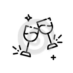 Cheers champagne glasses icon flat style