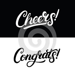 Cheers and Congrats hand written lettering for greeting card, invitation, poster and print. photo