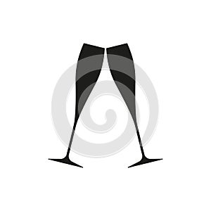 Cheers icon icon with two champagne or wine glasses. Vector illustration