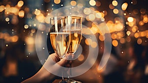 Cheers to Joy: People Raise Glasses of Champagne in Celebration