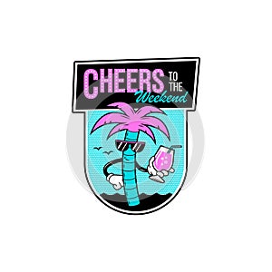 CHEERS TO THE WEEKEND PALM DUDE WITH COCKTAIL BADGE photo