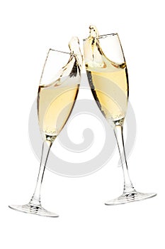 Salud! dos champán anteojos 