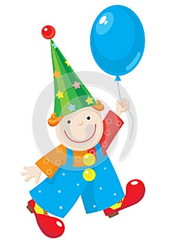 Cheery clown with balloon