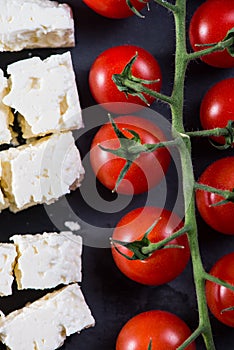 cheery tomatoes and feta cheese