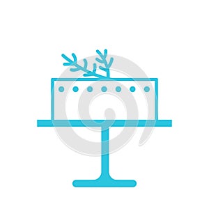 Cheescake Icon, Blue Icon on White