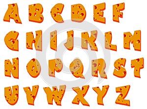 Cheese alphabet, vector illustration