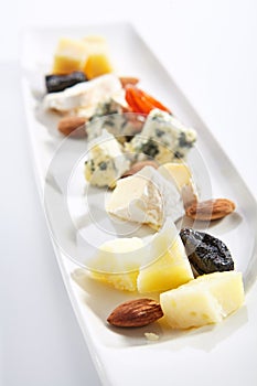 Cheese assorti platter top view photo