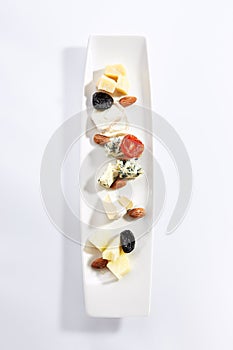 Cheese assorti platter top view