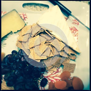Cheese biscuits and fruit