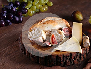 cheese board with baguette