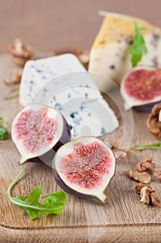 Cheese board with figs and nuts