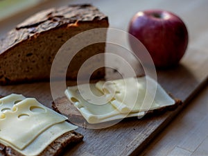 Cheese, bread and fruit plate