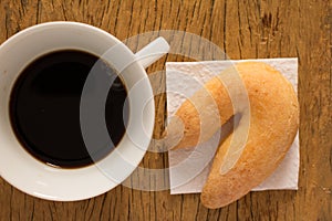 Cheese bread known as Chipa in Brazil, shaped like a horseshoe.