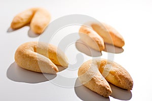 Cheese bread known as Chipa in Brazil, shaped like a horseshoe.