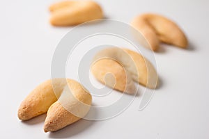 Cheese bread known as Chipa in Brazil, shaped like a horseshoe. photo