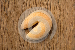 Cheese bread known as Chipa in Brazil, shaped like a horseshoe. photo