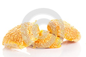 Cheese bread roll isolatedon white background bakery product