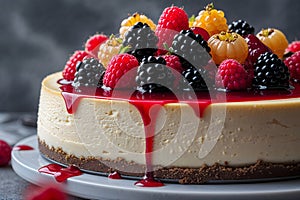 Cheese cake with berries. Dessert with berries