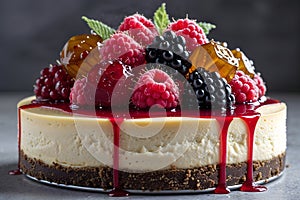 Cheese cake with berries. Dessert with berries