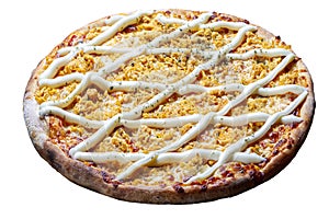Cheese and chicken pizza