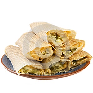 Cheese and Chili Tamales Isolated photo
