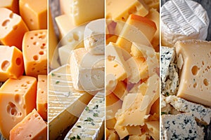 Cheese collage with vertical dividers photo