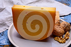 Cheese collection, Dutch gouda hard yellow cheese made from cow milk