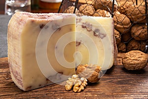 Cheese collection, Italian provolone cheese made with walnuts