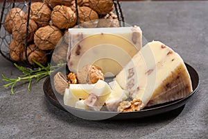 Cheese collection, Italian provolone cheese made with walnuts