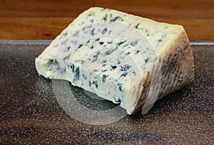 Cheese collection, piece of French blue cheese auvergne or fourme d`ambert