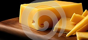 Cheese collection, piece of hard yellow cheese emmental close up