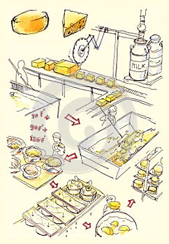 Cheese factory illustration